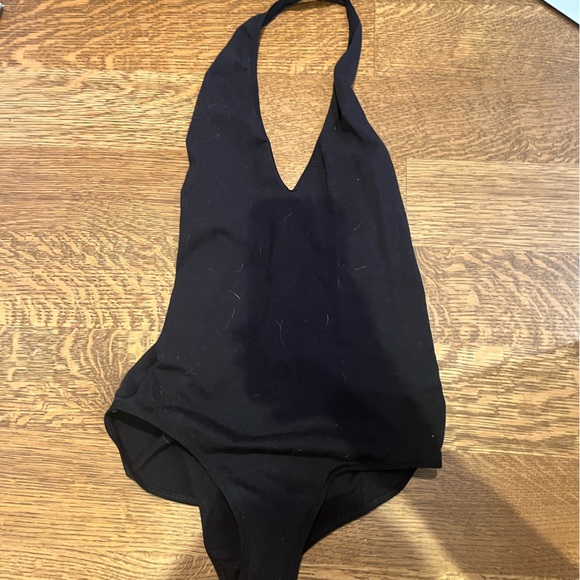American Apparel black halter top bodysuit - Picture 2 of 3